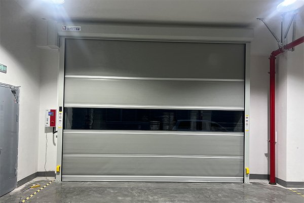 High speed door installation for printing workshop passage