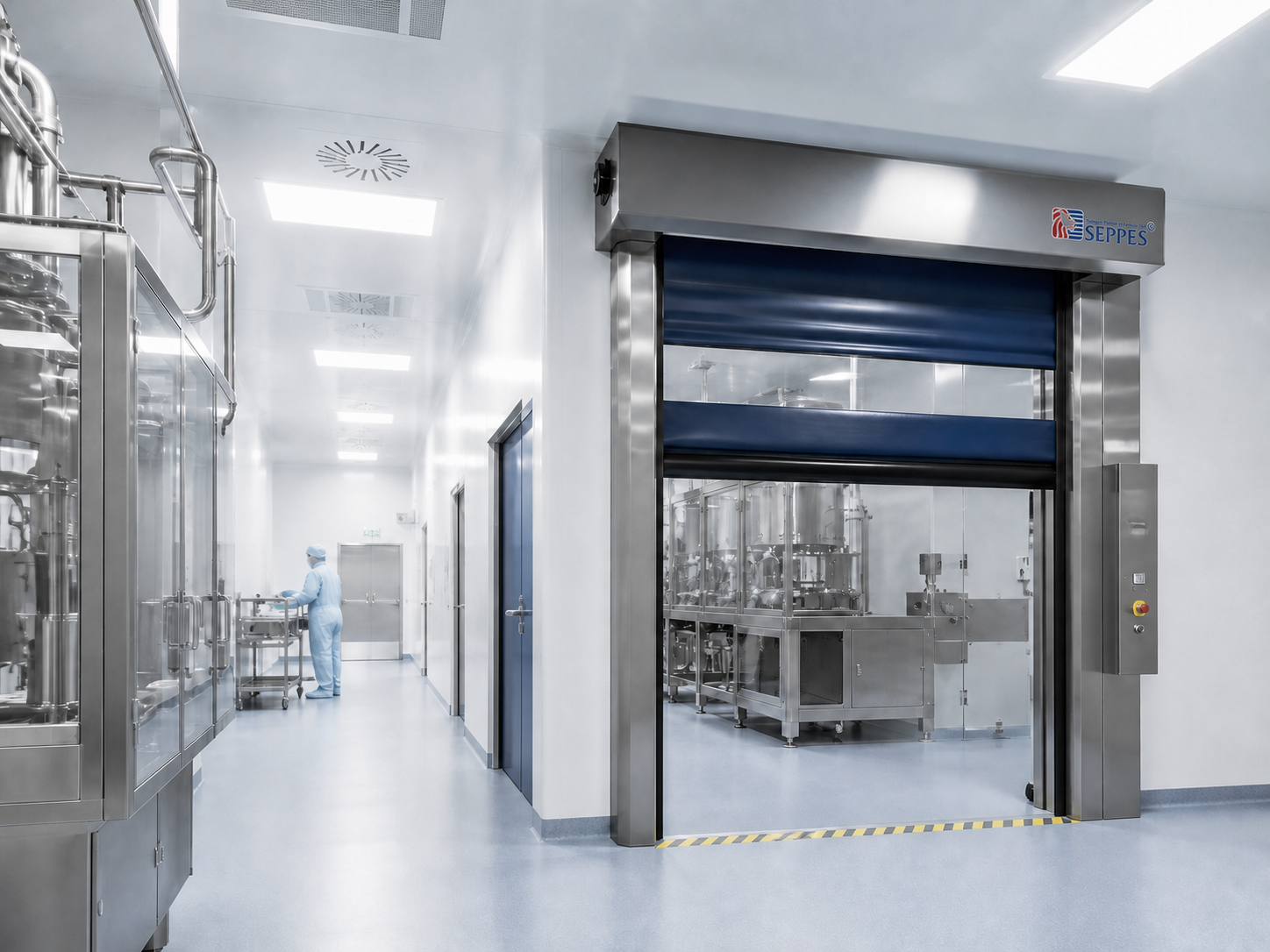 Pharmaceutical cleanroom high speed door application