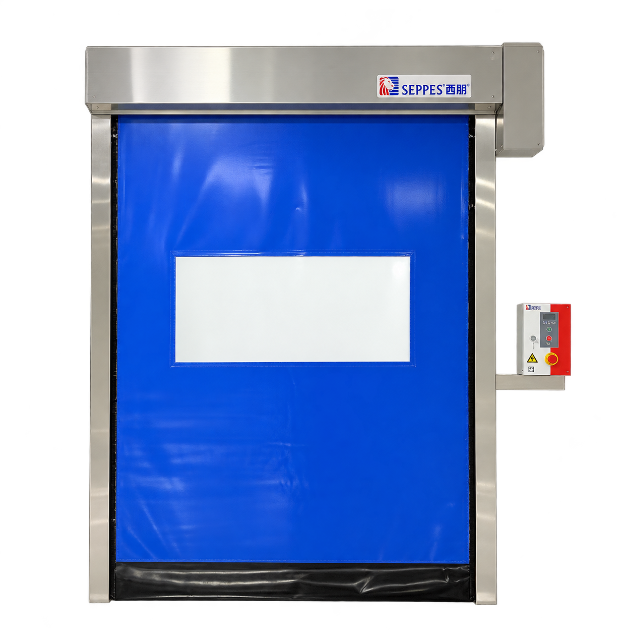 SEPPES Stainless Steel High Speed Doors with side control box, retouched product photograph