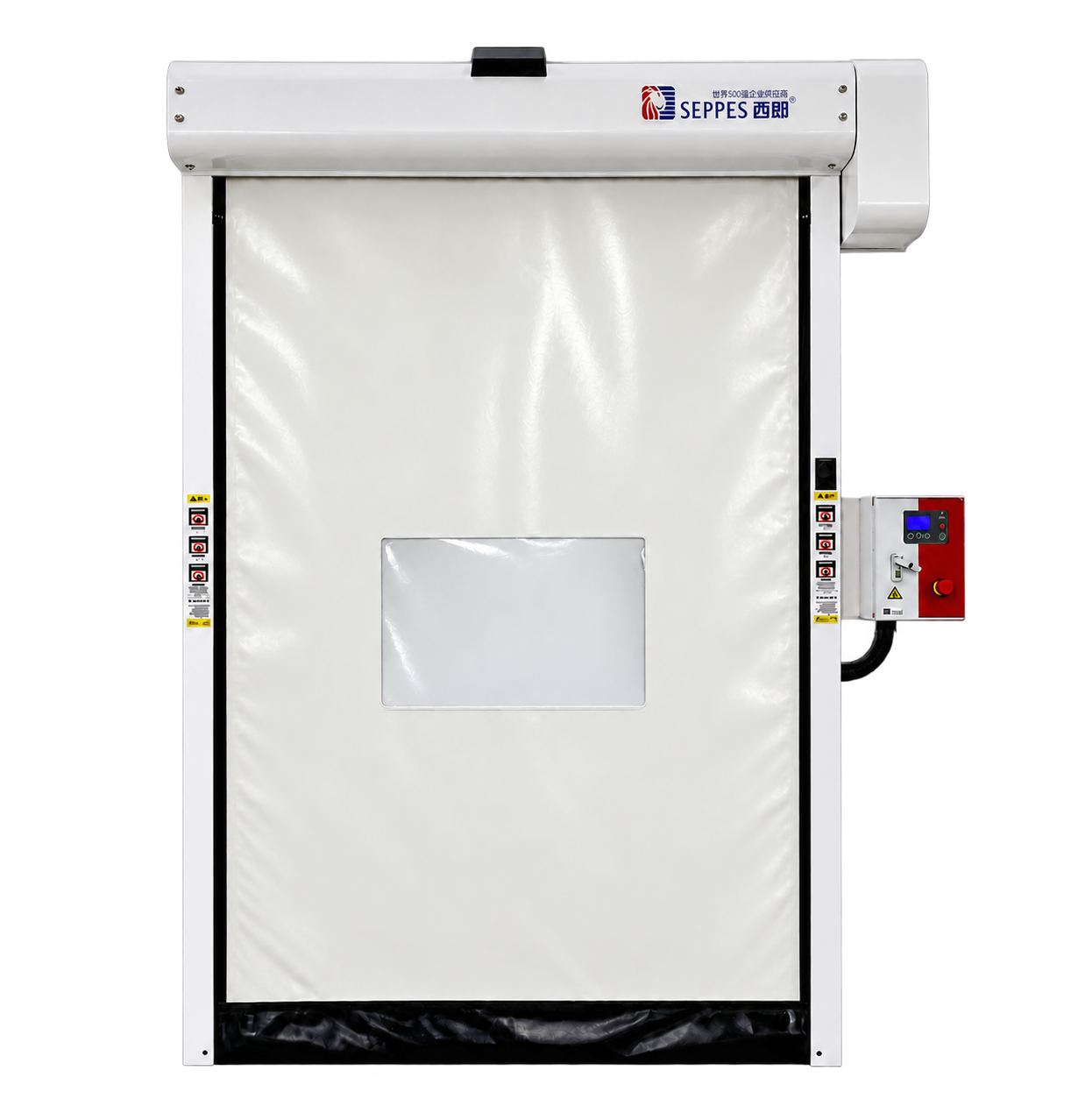 SEPPES Self-Repairing High Speed Doors with side control box, retouched product photograph